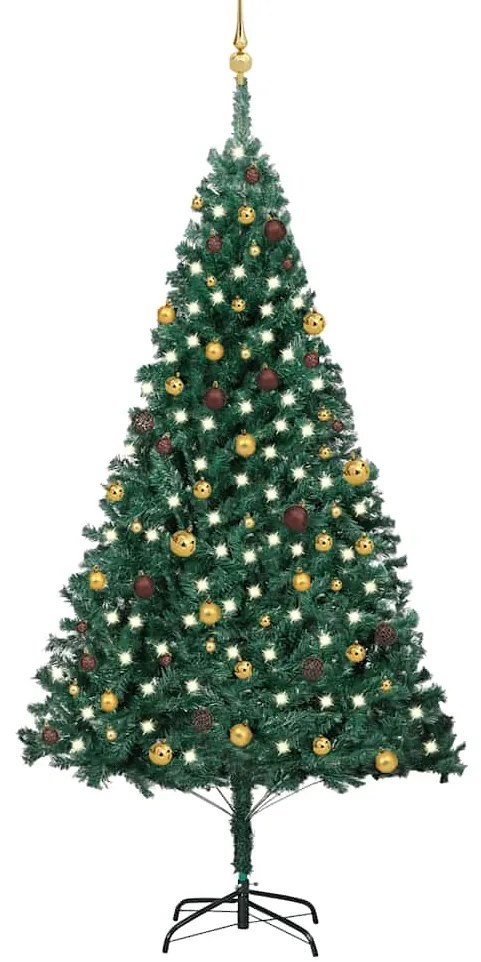 vidaXL Árvore Natal artificial pré-iluminada c/ bolas 240 cm verde