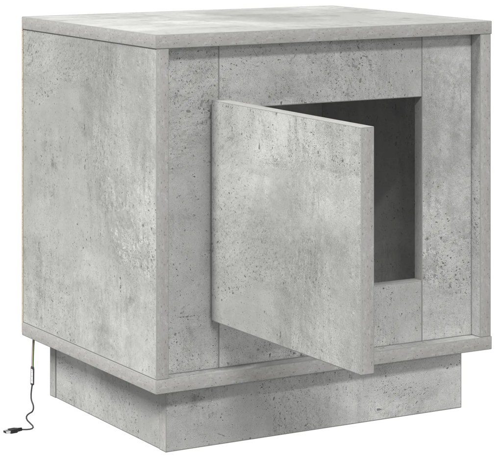 Criado-mudo com Luzes LED Cinza Betão 44x34,5x45 cm