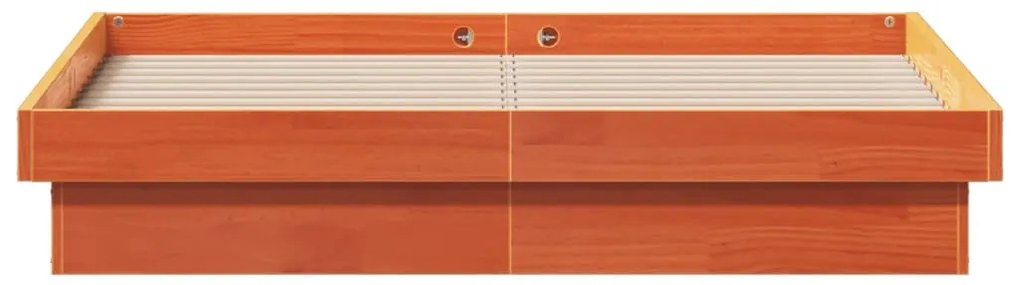 Estrutura de cama c/ LEDs 140x200 cm pinho maciço castanho mel