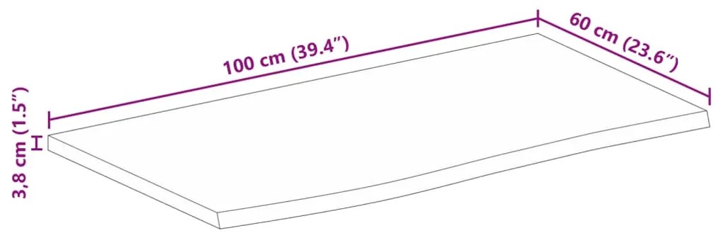 Tampo de mesa c/ borda viva 100x60x3,8 cm mangueira maciça