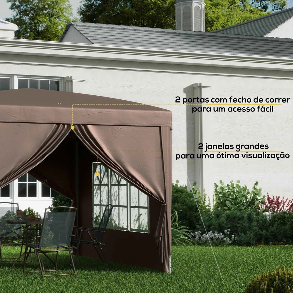 Tenda de Jardim com Paredes Laterais Amovíveis Janelas Porta com Fecho