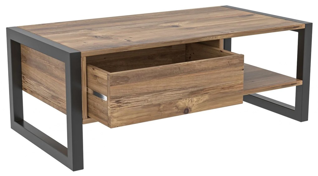 Mesa de Centro Haldizen – Pinho Atlântico Preto – 105x40x55 cm