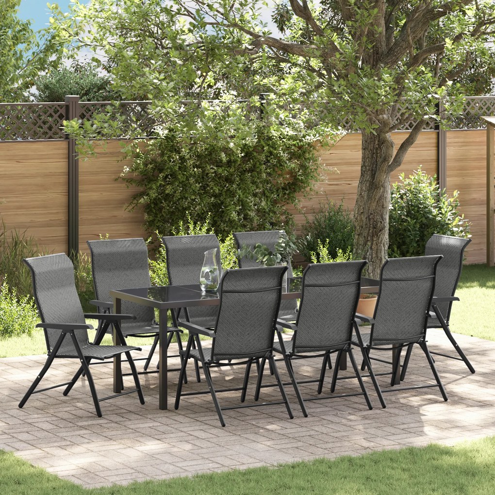 vidaXL Conjunto de Jantar de Jardim 9 Peças Cinza Rattan PE