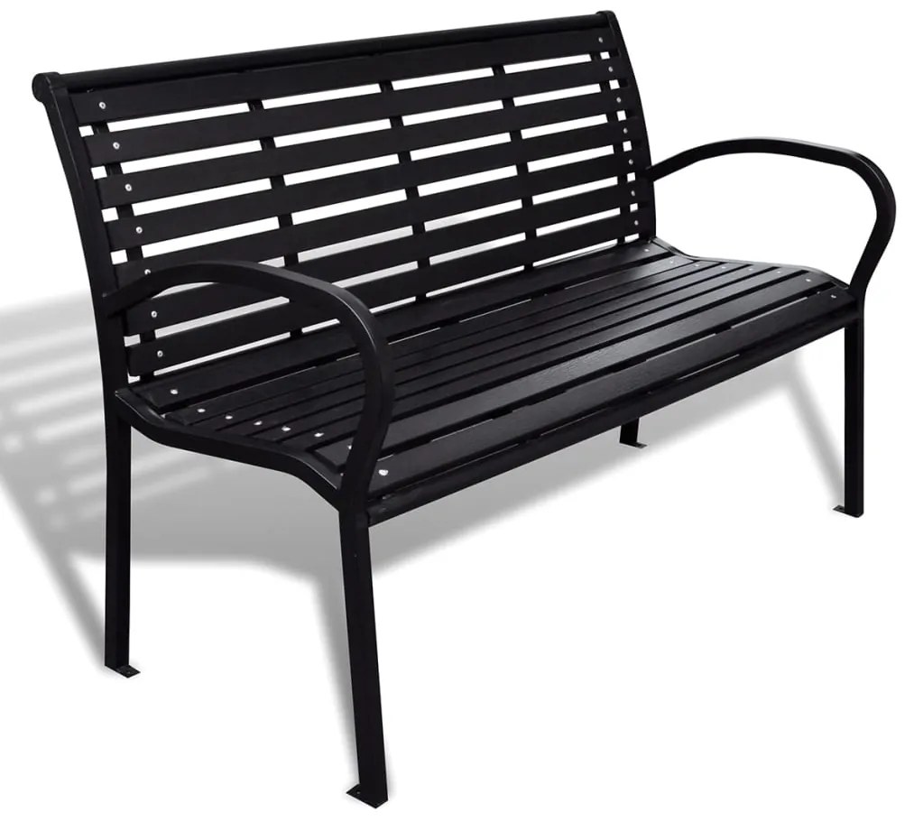 vidaXL Banco de jardim 125 cm aço e WPC preto
