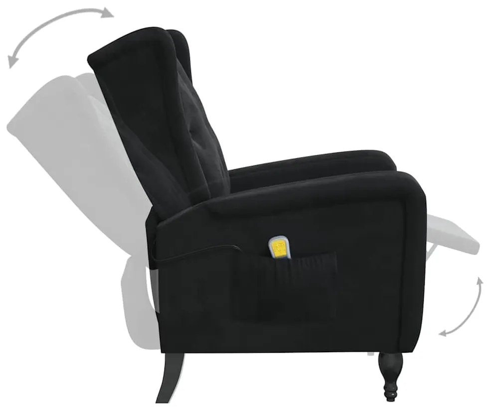 Poltrona de massagens reclinável veludo preto