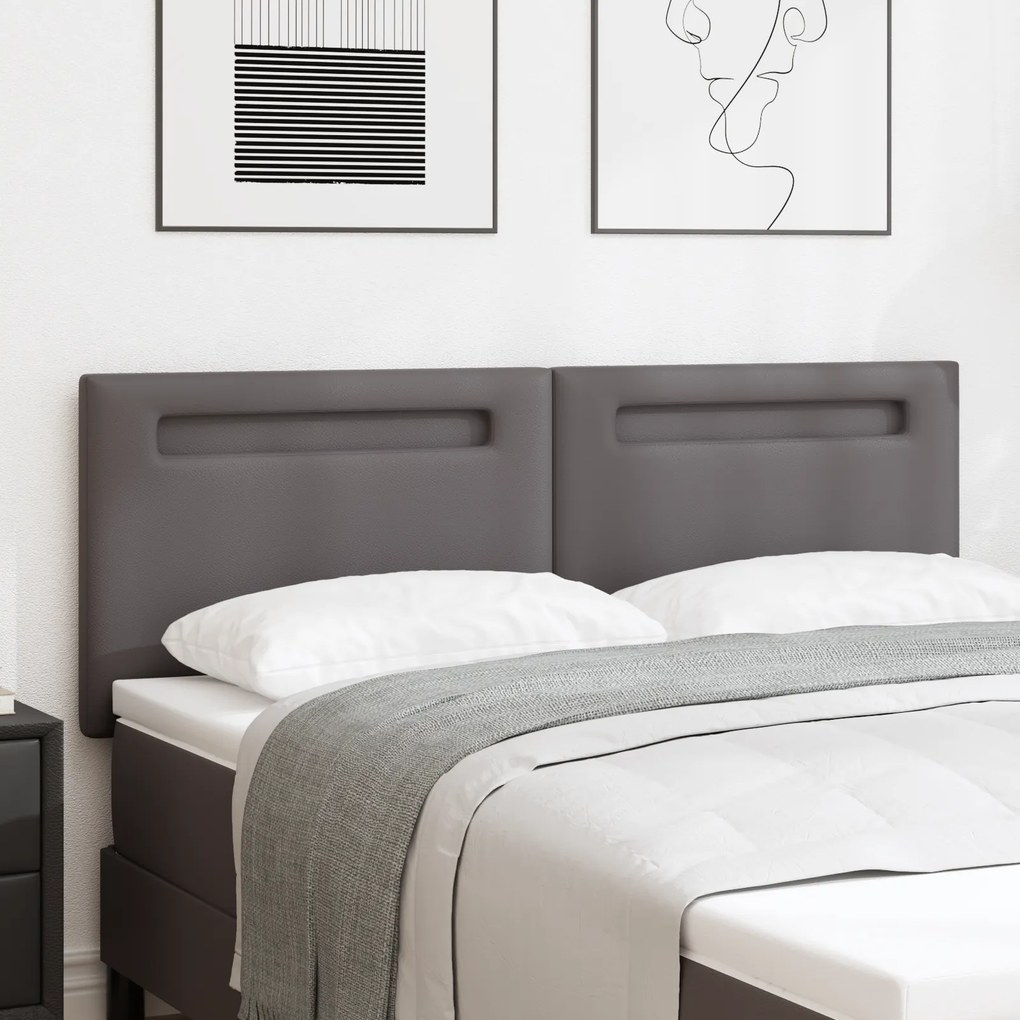 Cabeceira vidaXL Design Simples Cinza 140 cm Em Couro Sintético