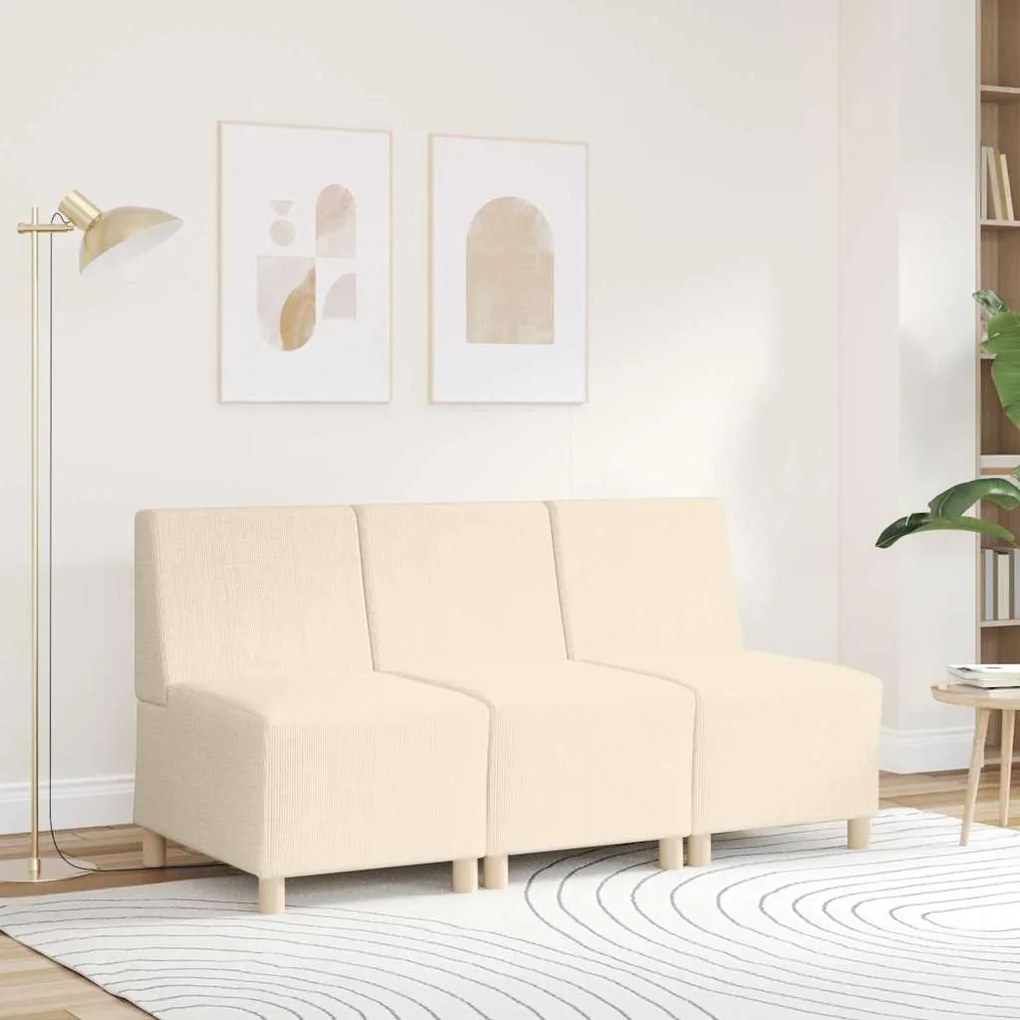 Poltrona sem braços 55 cm tecido corduroy creme