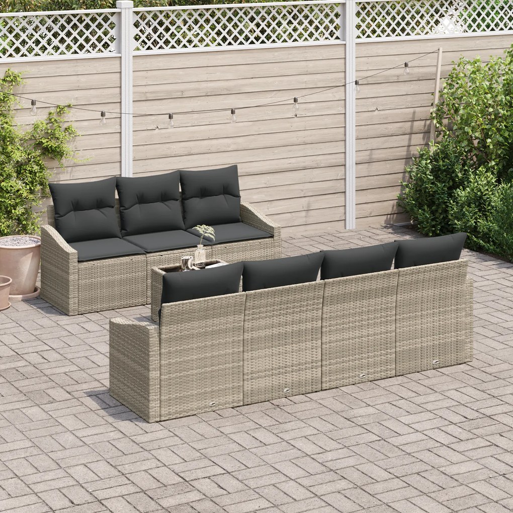 Conjunto de Jantar de Jardim 8 Peças com Almofadas Cinza Claro em Ratt