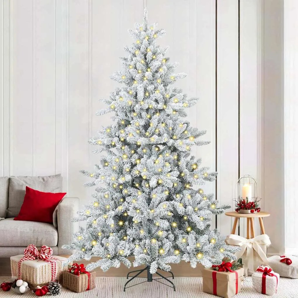 vidaXL Árvore de Natal Articulada Artificial Branco 210 cm PVC e Aço