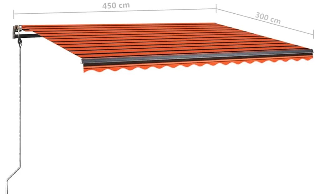 Toldo retrátil manual com LED 450x300 cm laranja e castanho