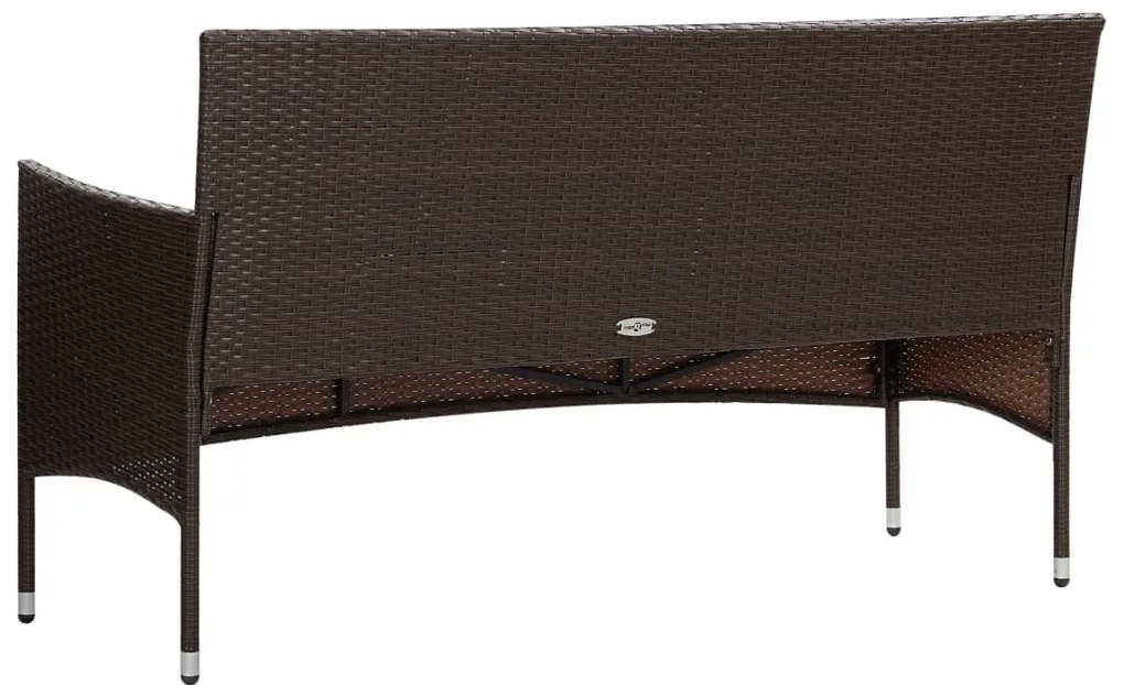 4 pcs conjunto lounge jardim c/ almofadões vime PE castanho