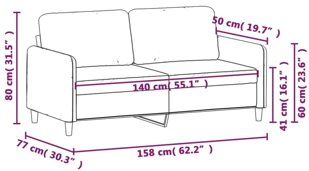 Sofá de 2 lugares em tecido 140 cm cinzento-claro