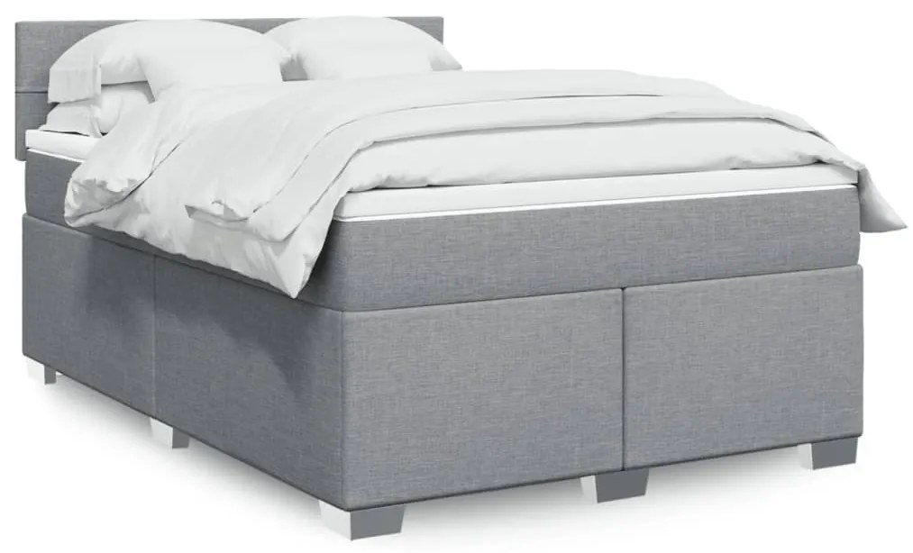 vidaXL Cama com molas/colchão 140x200 cm tecido cinzento-claro
