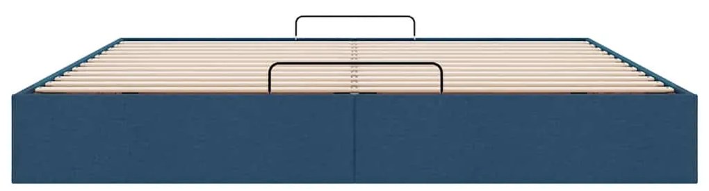 Estrutura de cama otomana sem colchão 200x200 cm tecido azul