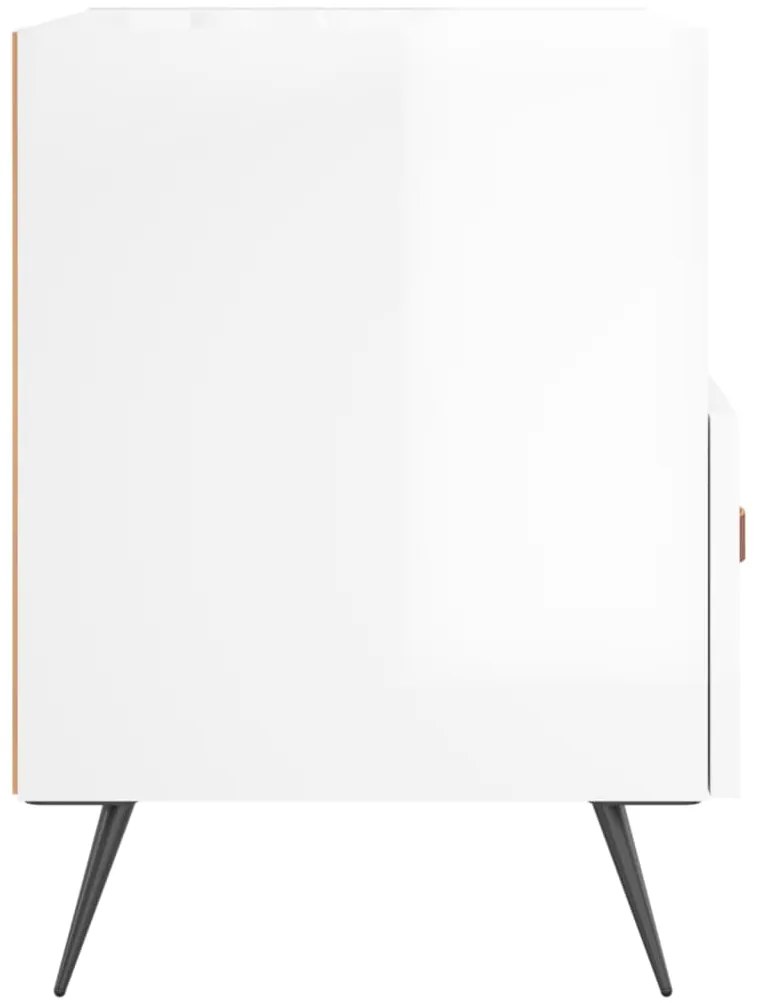 Mesas de cabeceira 2pcs derivados de madeira branco brilhante