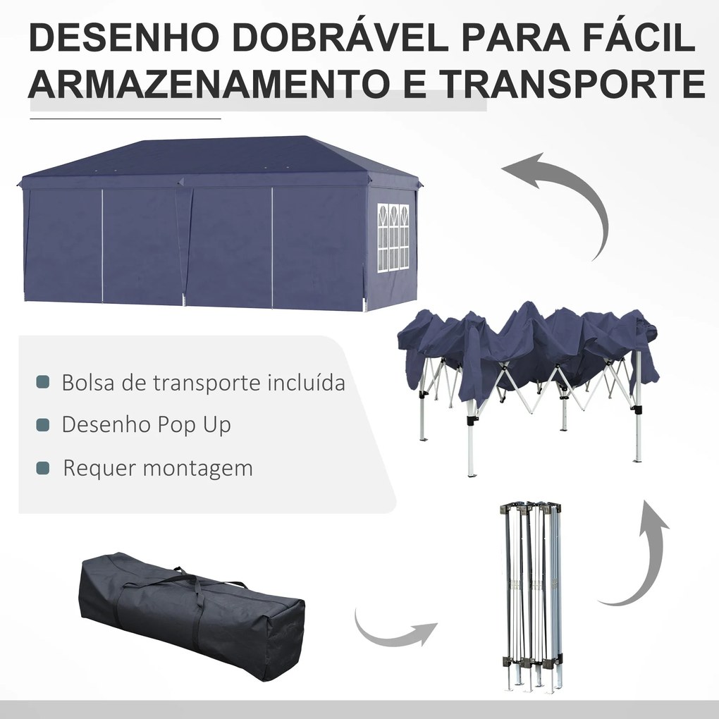 Tenda para Festas 585x295x270 cm com Paredes Laterais Amovíveis Tenda