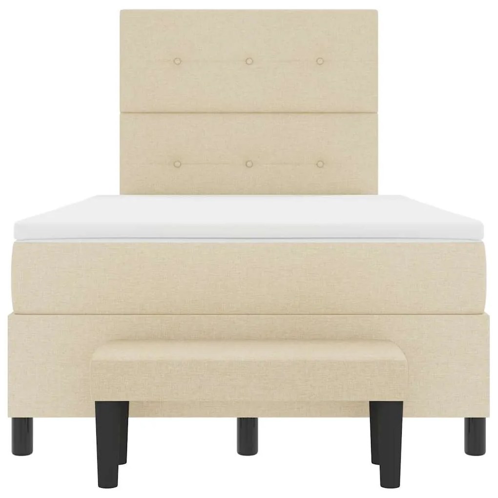 Cama Box com Colchão &amp; Banco Creme 120x200 cm Tecido
