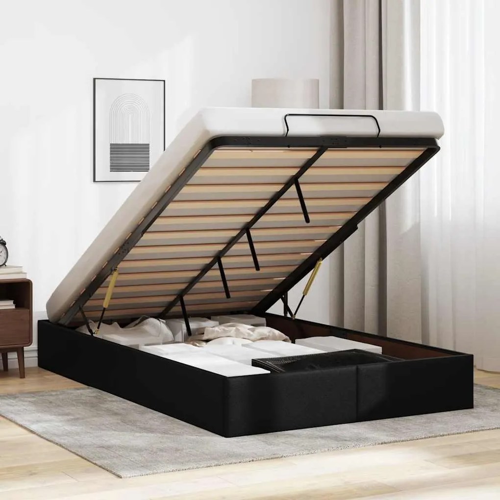 Estrutura de cama otomana sem colchão 120x200 cm preto