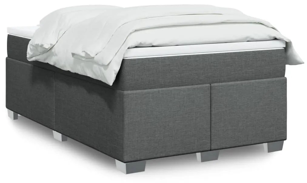 Cama boxspring com colchão 120x190 cm tecido cinzento-escuro