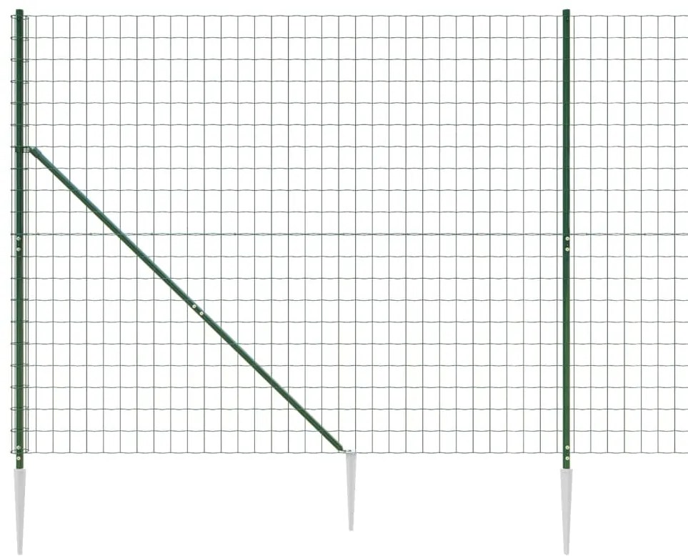 Cerca de malha de arame com estacas de fixação 1,4x10 m verde