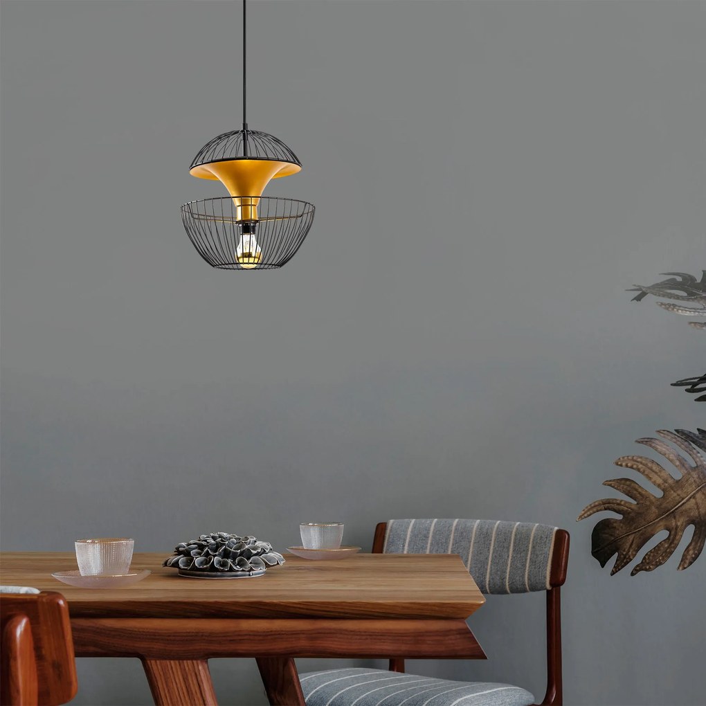 Candeeiro Telmander – Preto/Dourado – 30 x 30 x 45-135 cm