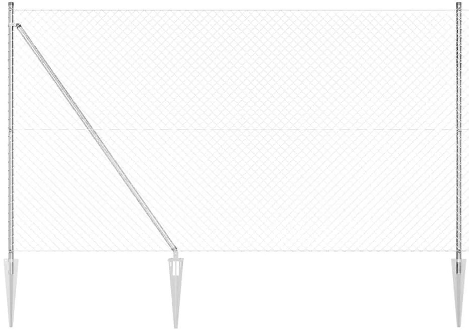 vidaXL Poste de Cerca Prateado 10 x 1,6 m (malha de 40 x 40 mm) Aço