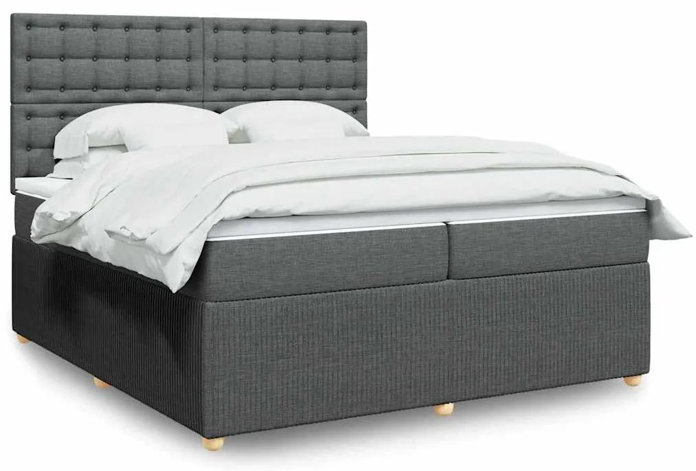 Cama com molas/colchão 200x200 cm tecido cinzento-escuro