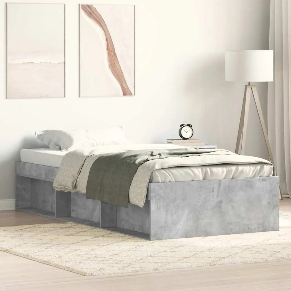 vidaXL Estrutura de cama 90x190 cm cinza cimento