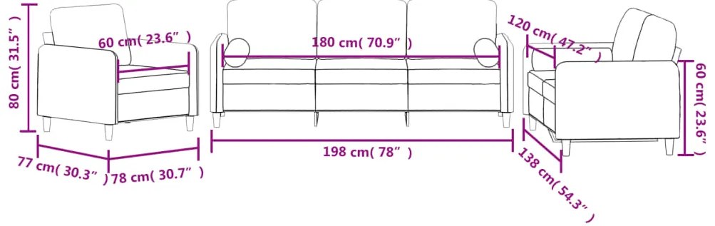 3 pcs conjunto de sofás com almofadas veludo vermelho-tinto