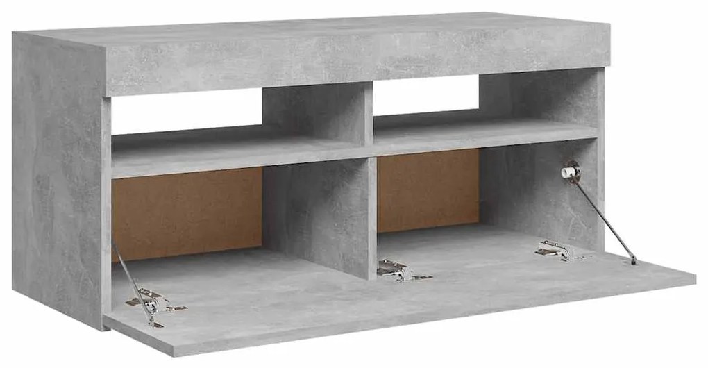 Móvel de TV com luzes LED 90x35x40 cm cinzento cimento