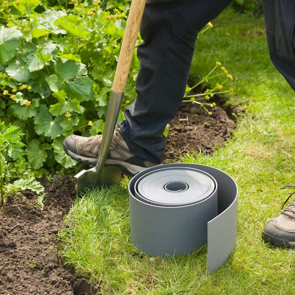 Nature Conjunto limitador de bordas de jardim e estaca cinzento