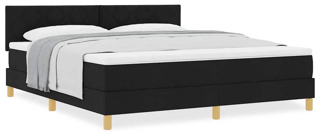 Cama Box Spring com Colchão Preta 180x200 cm Tecido