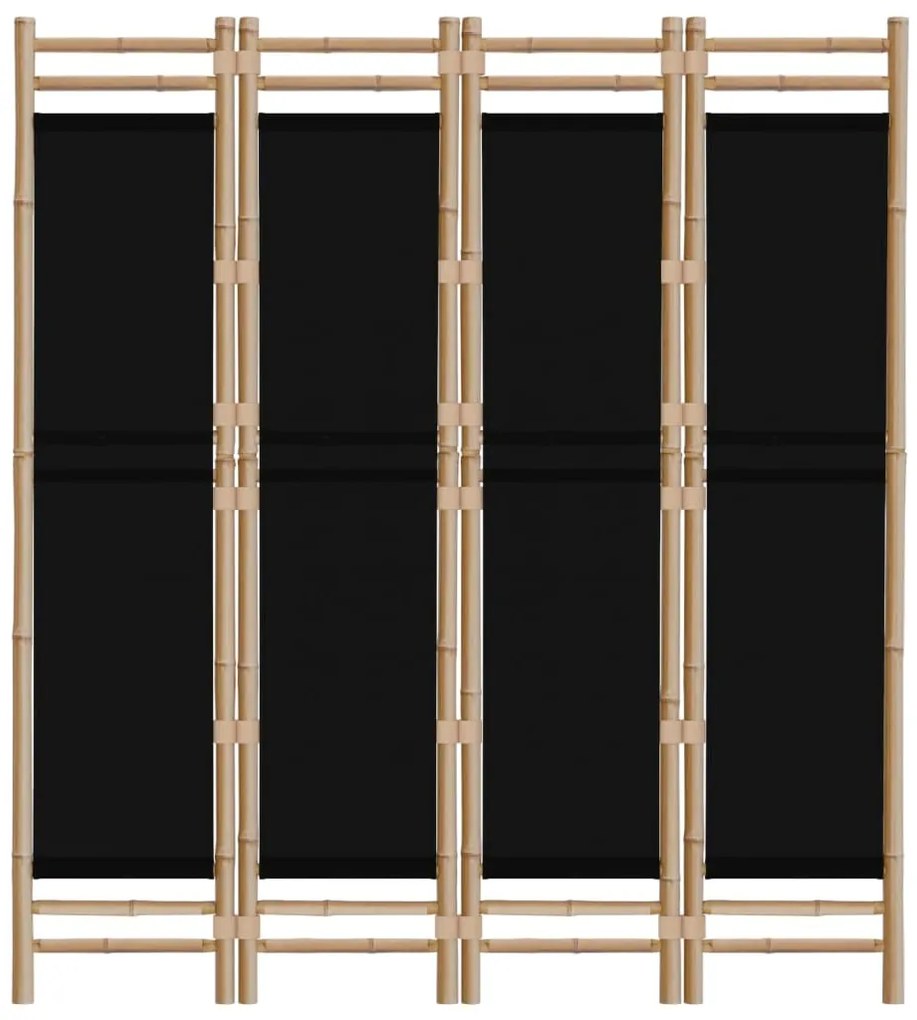 Biombo com 4 painéis dobráveis bambu e lona 160 cm