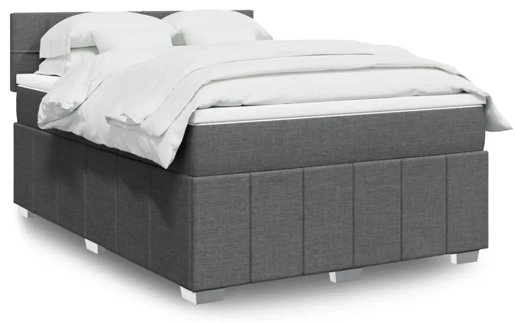 vidaXL Cama com molas/colchão 160x200 cm tecido cinzento-escuro