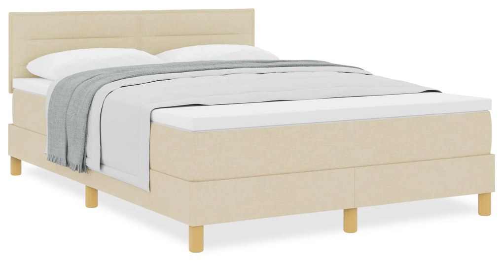 Cama Box Spring com Colchão Creme 160x200 cm Tecido