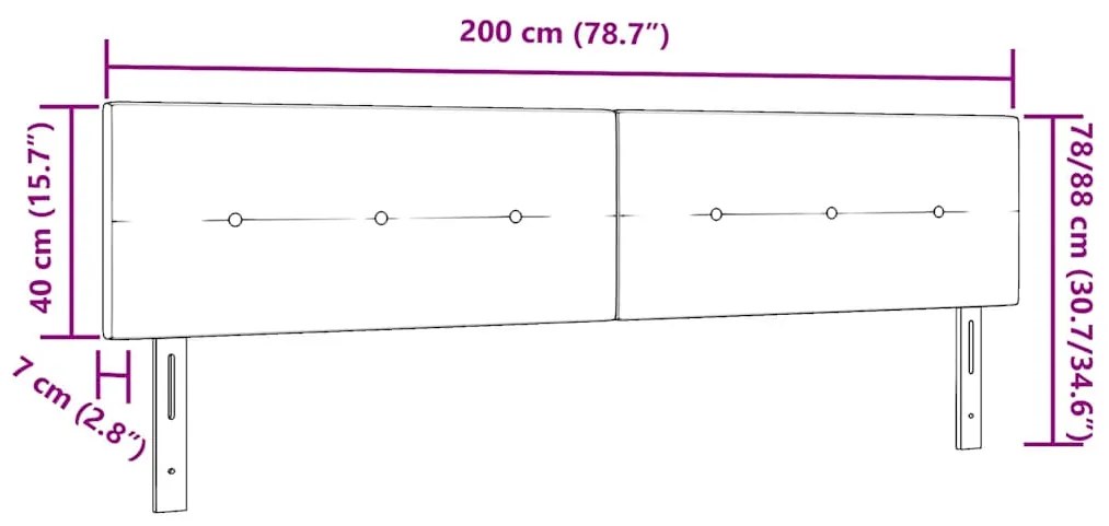 Cabeceira Tufted Cinza Escuro 200 cm Tecido