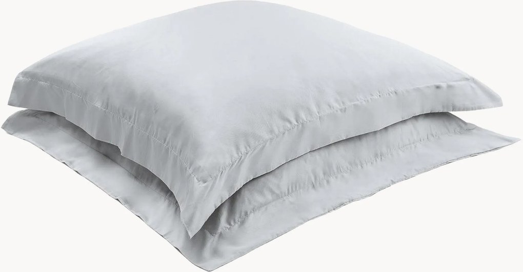 Fronhas de almofada em cetim de algodão Pearl Grey, conjunto de 2