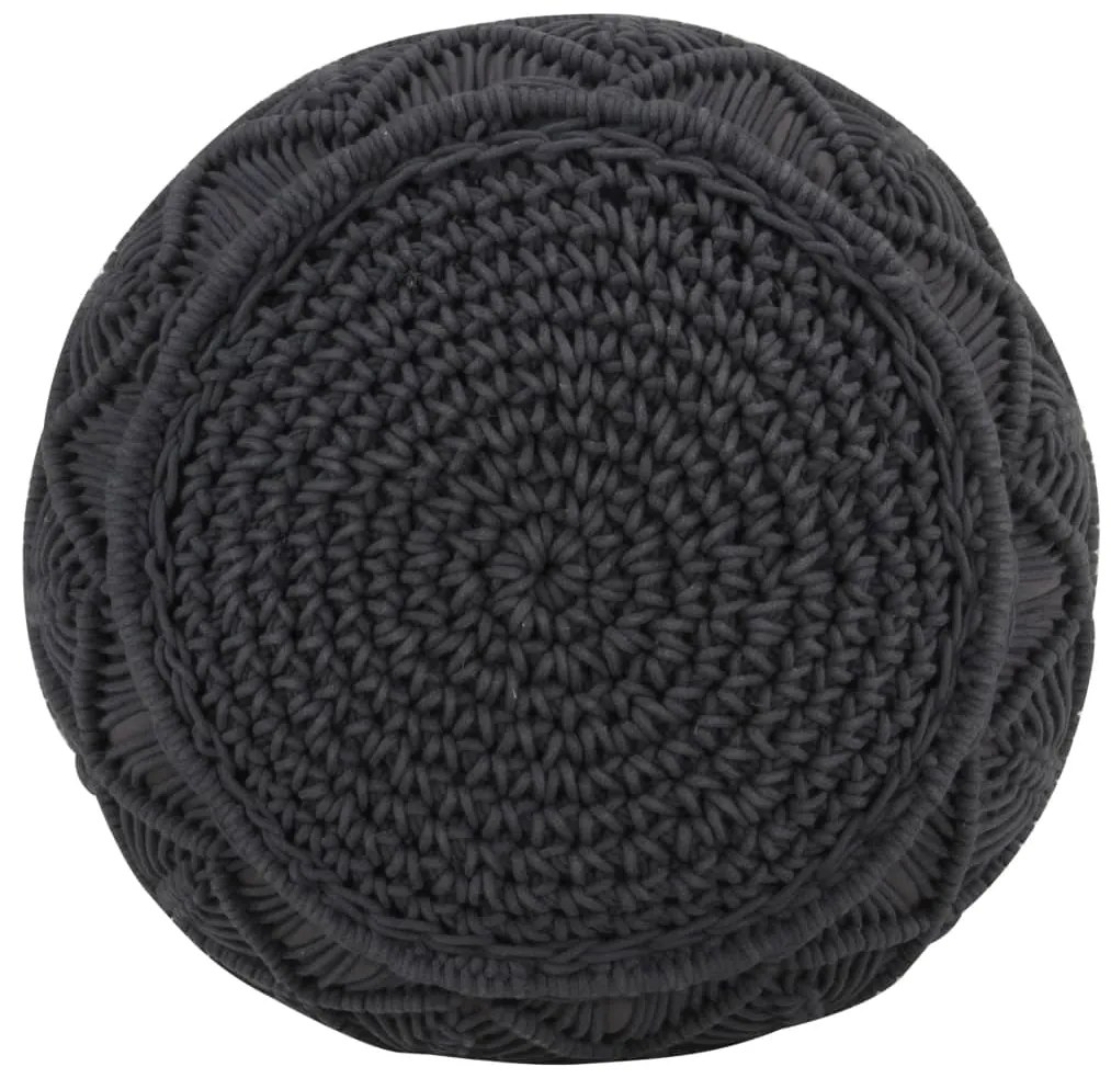 Pufe artesanal macramé 45x30 cm algodão antracite