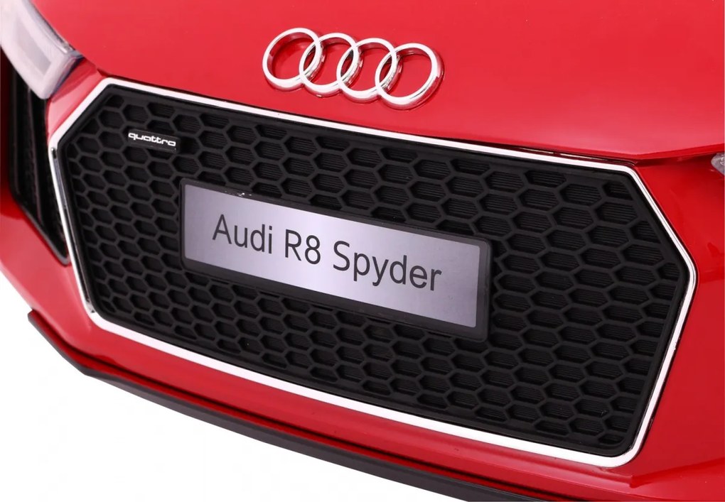 Carro elétrico para Crianças 12V AUDI R8 Spyder RS Rodas EVA, e assento couro ecológico 2 4 G Vermelho Pintado