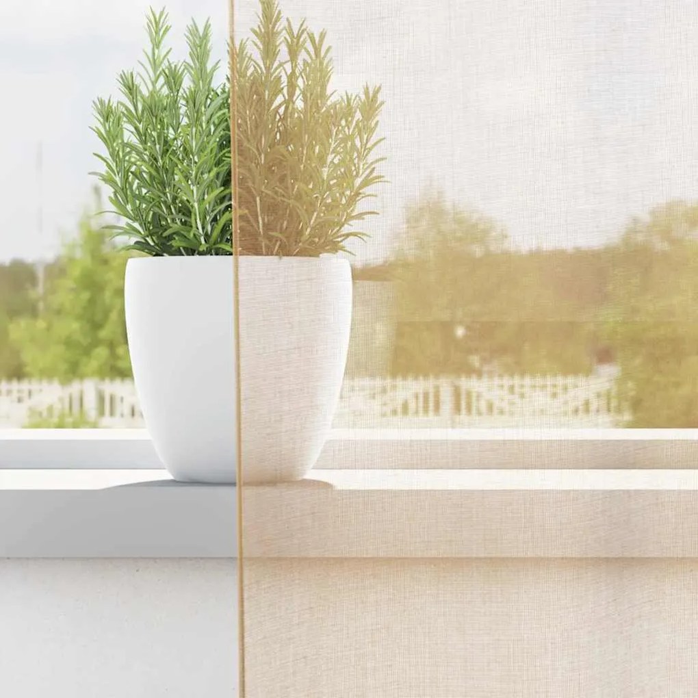 Cortinas de voile com bolsos para varão 2 pcs areia