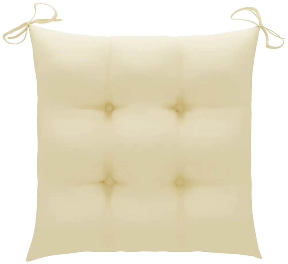 Cadeiras de jardim c/ almofadões branco nata 8 pcs teca maciça