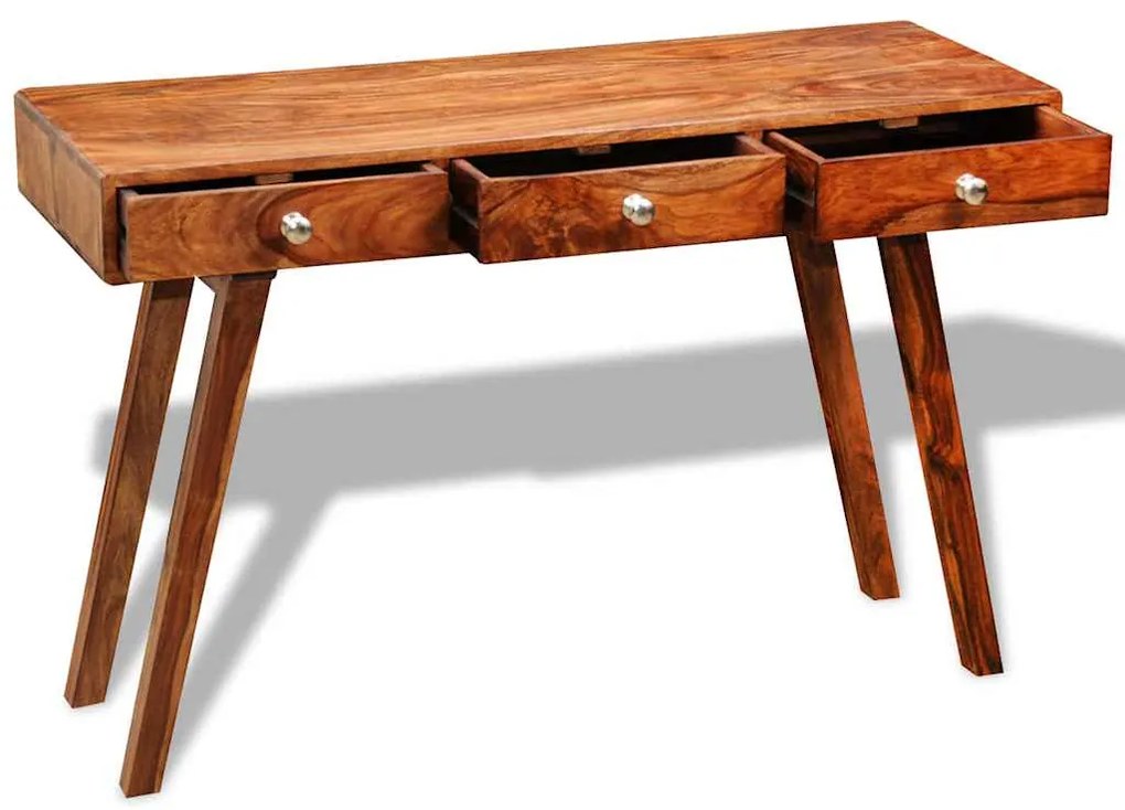 Mesa consola com 3 gavetas 76 cm madeira acácia sólida