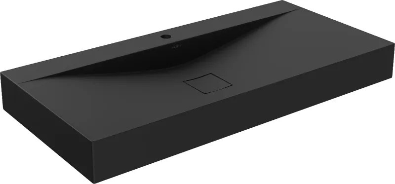 Mexen Poli lavatório de bancada em compósito 1/O 100 x 48 cm, preto - 23021071