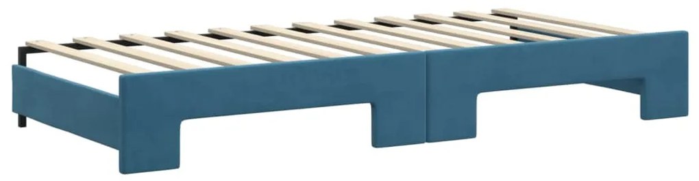 Sofá-cama com gavetão e gavetas 90x200 cm veludo azul