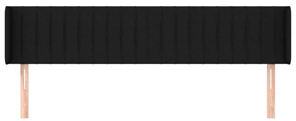 Cabeceira de cama c/ abas tecido 183x16x78/88 cm preto