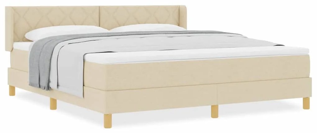 Cama Box Spring com Colchão em Tecido Creme, 180x200 cm