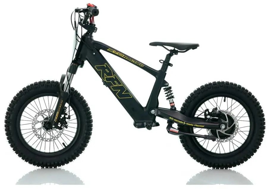 Bicicleta elétrica infantil 350W 16" Roan RXF Evo-S Preta e Dourada