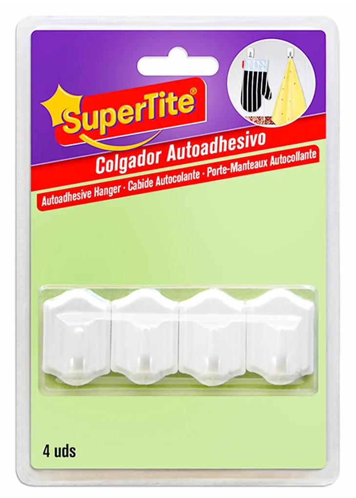 Cabide Adesivo Supertite Branco Pack 4