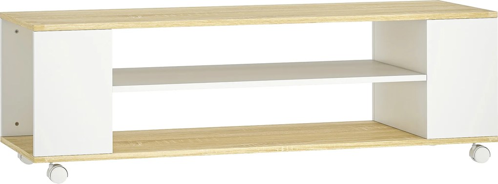 HOMCOM Móvel TV Rodas Armário Flutuante 2 Portas 2 Prateleiras Design Moderno Funcional 120x40x385cm Branco Madeira | Aosom Portugal