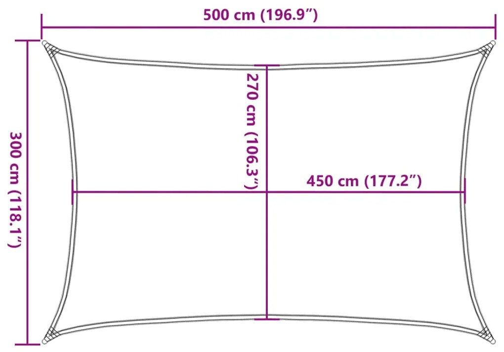 Para-sol estilo vela 160 g/m² 3x5 m PEAD cor creme